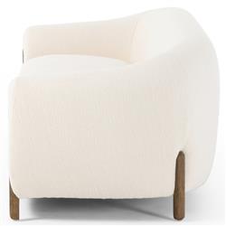 Riley Mid Century White Performance Upholstered Natural Wood Sofa - 86.5"W|
