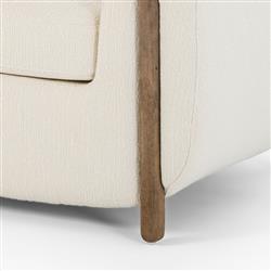 Riley Mid Century White Performance Upholstered Natural Wood Sofa - 86.5"W|