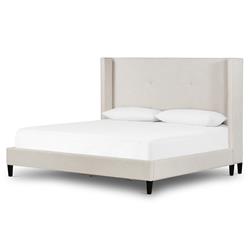 Meryll Modern Classic Beige Performance Brown Solid Wood Frame Bed - Queen|