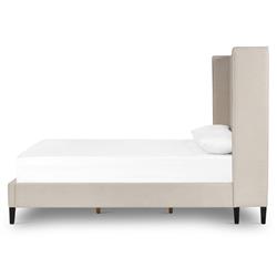 Meryll Modern Classic Beige Performance Brown Solid Wood Frame Bed - Queen|