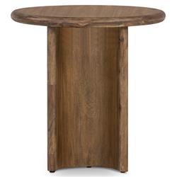 Paris Rustic Lodge Brown Acacia Wood Crescent Base Round Side End Table|