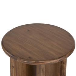 Paris Rustic Lodge Brown Acacia Wood Crescent Base Round Side End Table|