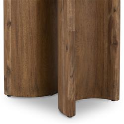 Paris Rustic Lodge Brown Acacia Wood Crescent Base Round Side End Table|