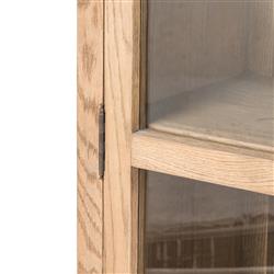 Ivan Mid Century Brown Solid Oak Wood 2 Glass Door Arched Display Case|