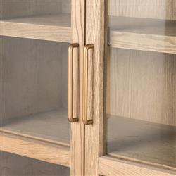 Ivan Mid Century Brown Solid Oak Wood 2 Glass Door Arched Display Case|