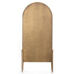 Ivan Mid Century Brown Solid Oak Wood 2 Glass Door Arched Display Case|