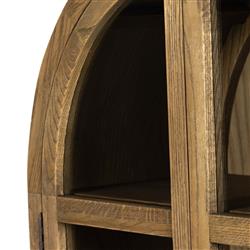 Ivan Mid Century Brown Solid Oak Wood 2 Glass Door Arched Display Case|