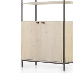 Theodore Industrial Loft Dove White Wood Grey Iron Frame Open Back Bookcase|