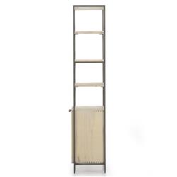 Theodore Industrial Loft Dove White Wood Grey Iron Frame Open Back Bookcase|