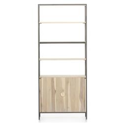 Theodore Industrial Loft Dove White Wood Grey Iron Frame Open Back Bookcase|