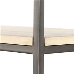 Theodore Industrial Loft Dove White Wood Grey Iron Frame Open Back Bookcase|