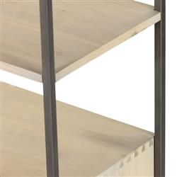 Theodore Industrial Loft Dove White Wood Grey Iron Frame Open Back Bookcase|