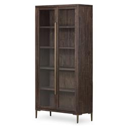 Yvette Rustic Clear Glass Dark Brown Reclaimed Pine Wood 2 Door Display Case|