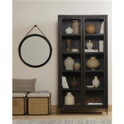 Yvette Rustic Clear Glass Dark Brown Reclaimed Pine Wood 2 Door Display Case|