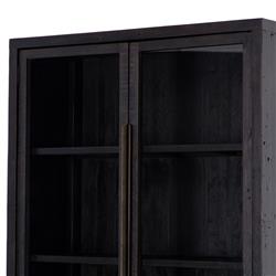 Yvette Rustic Clear Glass Dark Brown Reclaimed Pine Wood 2 Door Display Case|