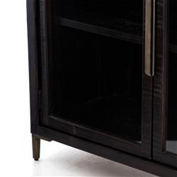 Yvette Rustic Clear Glass Dark Brown Reclaimed Pine Wood 2 Door Display Case|