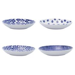 Santorini Global Bazaar Blue Ceramic Assorted Pasta Bowls - Set of 4|