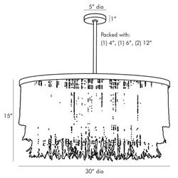Baja Coastal Natural Coco Wood Bead Antique Brass Iron Chandelier|