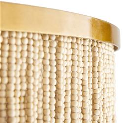 Baja Coastal Natural Coco Wood Bead Antique Brass Iron Chandelier|