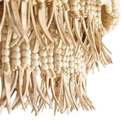 Baja Coastal Natural Coco Wood Bead Antique Brass Iron Chandelier|