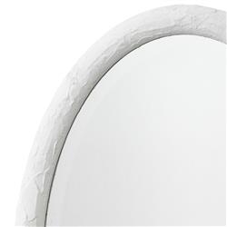 Abrianna Coastal Beach White Resin Textured Oval Wall Mirror|