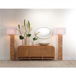 Abrianna Coastal Beach White Resin Textured Oval Wall Mirror|