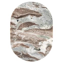 Kian Mid Century Grey Marble Antique Brass Iron Oval Shelving Side Table|