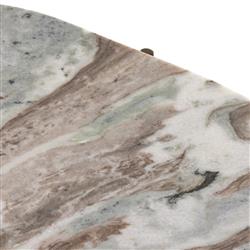 Kian Mid Century Grey Marble Antique Brass Iron Oval Shelving Side Table|