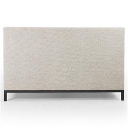 Nyla Industrial Light Grey Upholstered Black Iron Tufted Platform Bed - Queen|