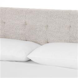 Nyla Industrial Light Grey Upholstered Black Iron Tufted Platform Bed - Queen|