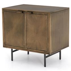 Karlin Industrial Loft Brass Sunburst Patterned Iron 2 Door Nightstand|
