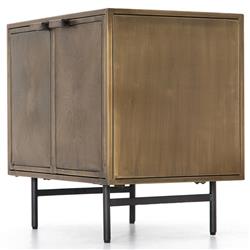 Karlin Industrial Loft Brass Sunburst Patterned Iron 2 Door Nightstand|