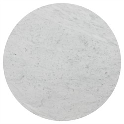 Teddie Rustic Lodge White Marble Top Brown Solid Oak Round End Table|