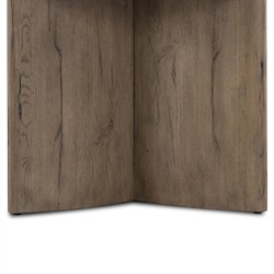 Teddie Rustic Lodge White Marble Top Brown Solid Oak Round End Table|