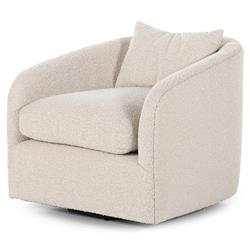Perrin Modern Classic Beige Performance Boucle Swivel Occasional Barrel Chair|
