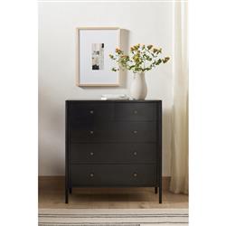 Sutton Industrial Loft Black Iron Bronze Hardware 5 Drawer Dresser|