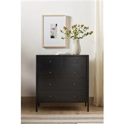 Sutton Industrial Loft Black Iron Bronze Hardware 5 Drawer Dresser|
