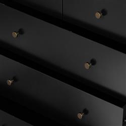 Sutton Industrial Loft Black Iron Bronze Hardware 5 Drawer Dresser|