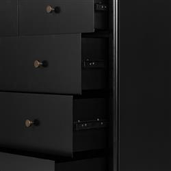 Sutton Industrial Loft Black Iron Bronze Hardware 5 Drawer Dresser|