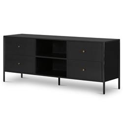 Sutton Industrial Loft Black Iron 4 Drawer Shelving Media Cabinet - 70"W|