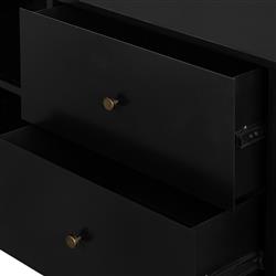 Sutton Industrial Loft Black Iron 4 Drawer Shelving Media Cabinet - 70"W|