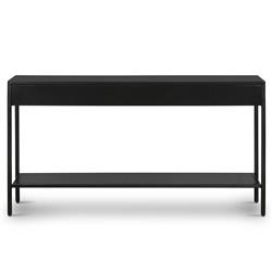 Sutton Industrial Loft Black Iron 2 Drawer Shelving Console Table|