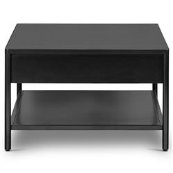 Sutton Industrial Black Iron 2 Drawer Shelving Rectangular Storage Coffee Table|