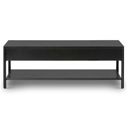 Sutton Industrial Black Iron 2 Drawer Shelving Rectangular Storage Coffee Table|