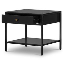 Sutton Industrial Loft Black Iron Bronze Hardware 1 Drawer End Table|