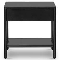 Sutton Industrial Loft Black Iron Bronze Hardware 1 Drawer End Table|