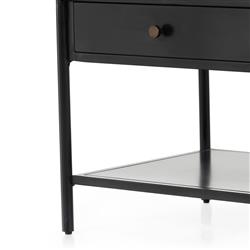 Sutton Industrial Loft Black Iron Bronze Hardware 1 Drawer End Table|