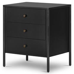 Sutton Industrial Loft Black Iron Bronze Hardware 3 Drawer Nightstand|