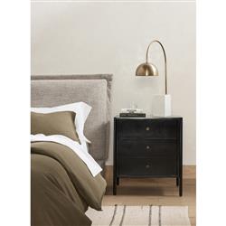 Sutton Industrial Loft Black Iron Bronze Hardware 3 Drawer Nightstand|