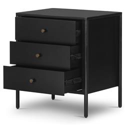 Sutton Industrial Loft Black Iron Bronze Hardware 3 Drawer Nightstand|